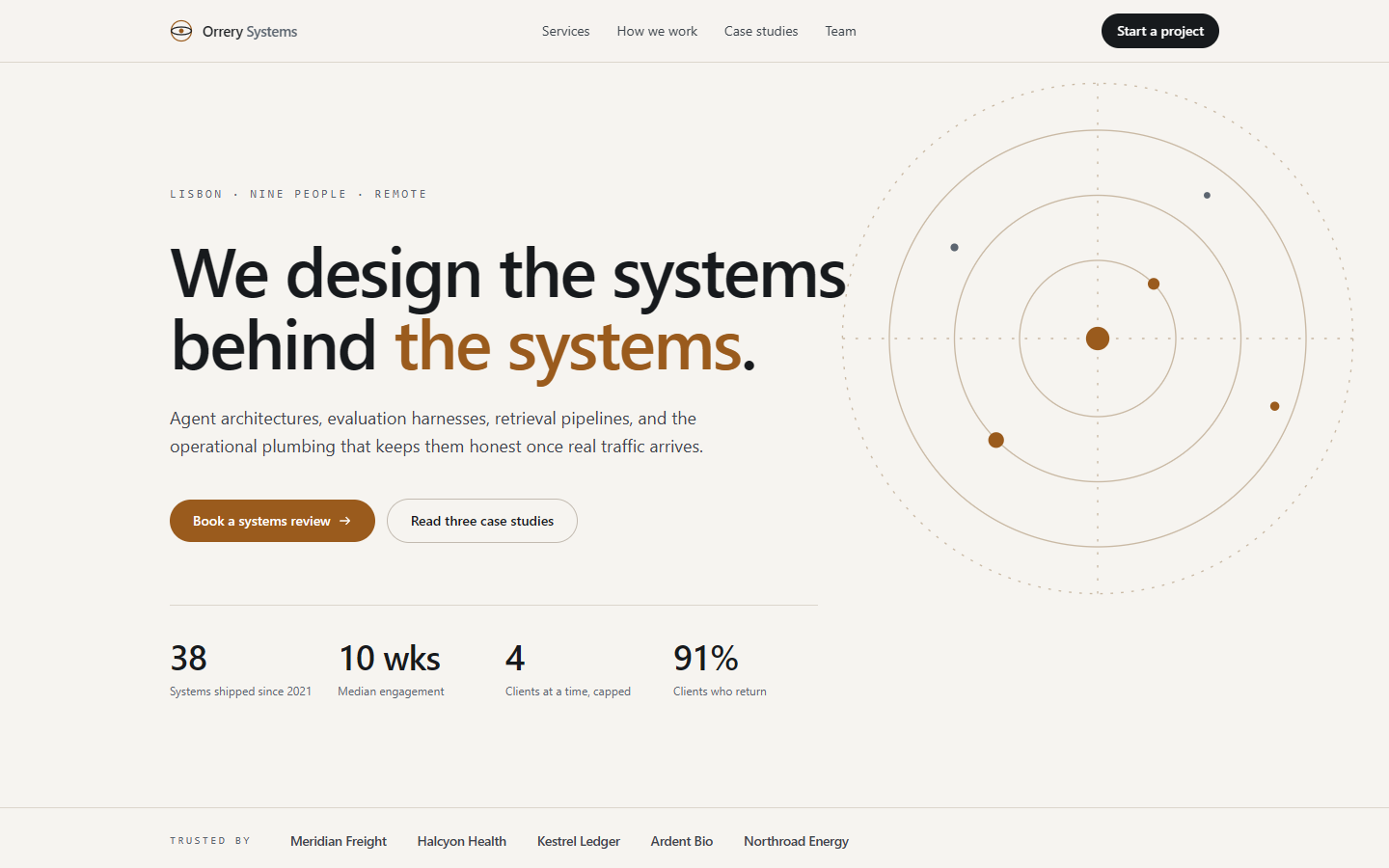 The top of the landing page Opus 5 wrote
